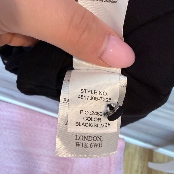 PAIGE NWT Black & Silver Metallic Silk Blend Mini Dress Size L - Picture 11 of 13